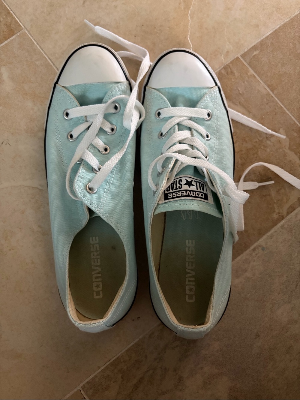 Converse Low Top Sneakers in Mint Green and White